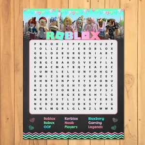 Roblox Party Game Word Search Chalkboard Roblox Party Game Etsy - how to get the ring guest world roblox