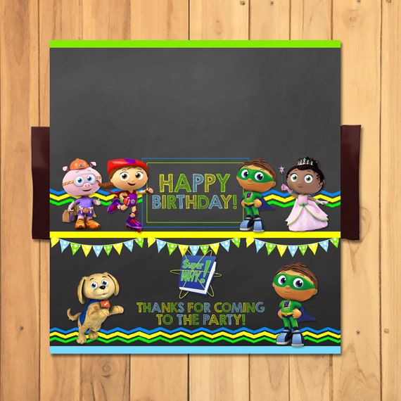 Super Why Candy Bar Wrapper Super Why Birthday Super Why Etsy - roblox candy bar wrapper chalkboard roblox chocolate bar etsy