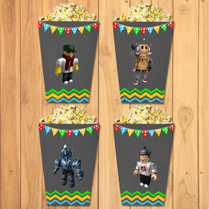 Roblox Mini Popcorn Boxes Chalkboard Roblox Popcorn Boxes Roblox Party Favors Roblox Birthday Printables Roblox Birthday Party Favor - 