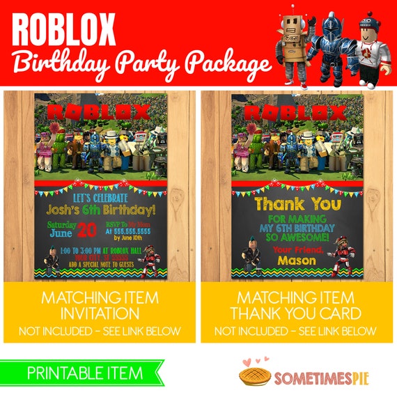 Roblox Birthday Party Package Roblox Birthday Printables Etsy - roblox invitation roblox invite roblox birthday party etsy