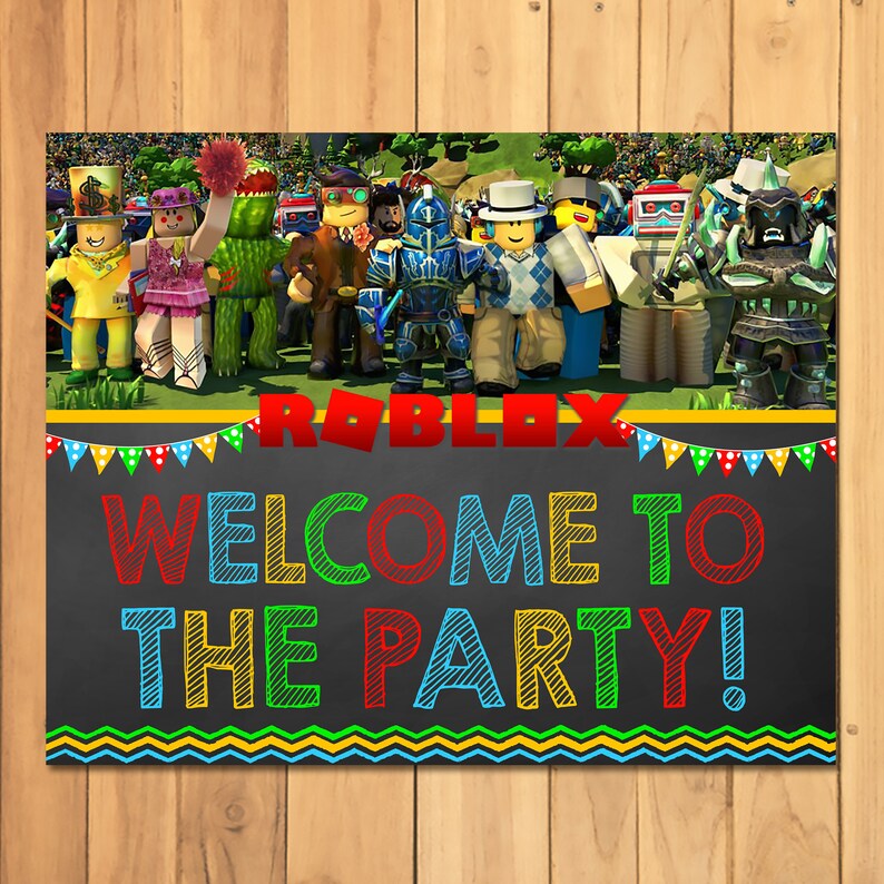 Roblox Welcome To The Party Sign Roblox Birthday Party Sign Etsy - how to sign in roblox