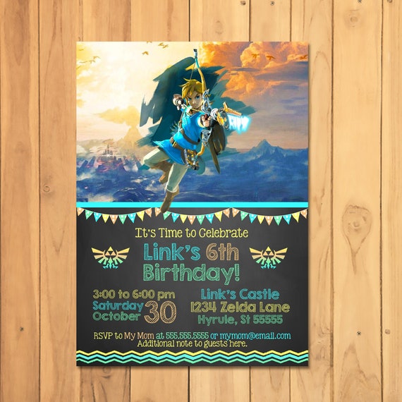 Legend of Zelda Invitation Link Legend of Zelda Birthday Etsy