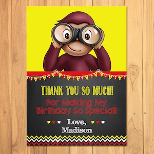 Cartão de agradecimento do George Curioso Quadro-negro * Aniversário do George Curioso * George Curioso para imprimir * Lembrancinhas do George Curioso