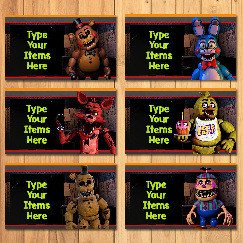 Five Nights At Freddy S Food Tents Fnaf Birthday Party Etsy