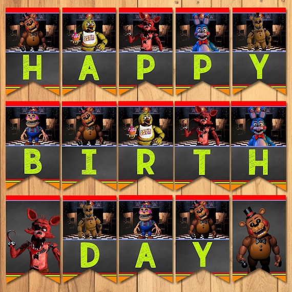 Five Nights at Freddy's Happy Birthday Banner FNAF Halloween Banner 5 Nights  Freddys Party Sign 5 Nights Freddys Video Game 100817 