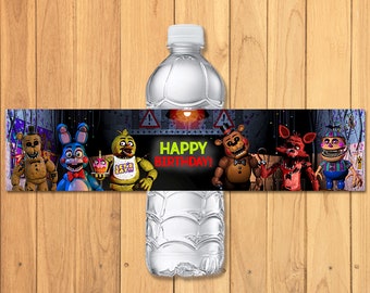 Etichette per bevande Five Nights at Freddy's - Festa di compleanno FNAF - Etichetta per bottiglia d'acqua Freddys per 5 notti - Videogioco di Freddy per 5 notti 100817