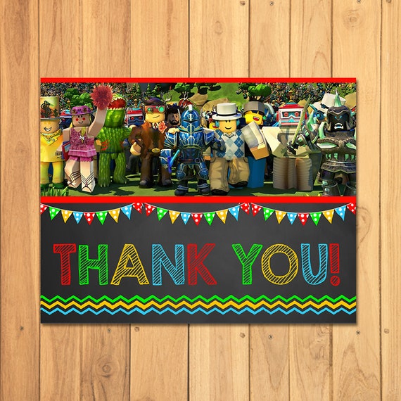 Roblox Thank You Card Chalk Roblox Birthday Party Printables Etsy - roblox cards roblox thank you tags instant download etsy