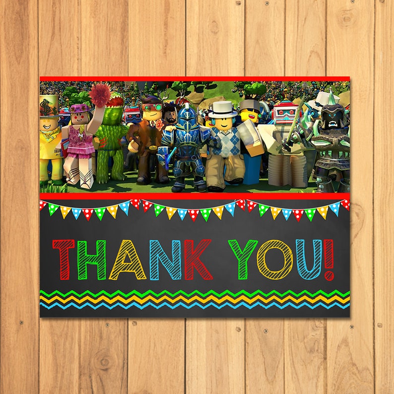Roblox Thank You Card Chalkboard Roblox Birthday Party Printables Roblox Party Favors Roblox Video Game Roblox Instant Download - 