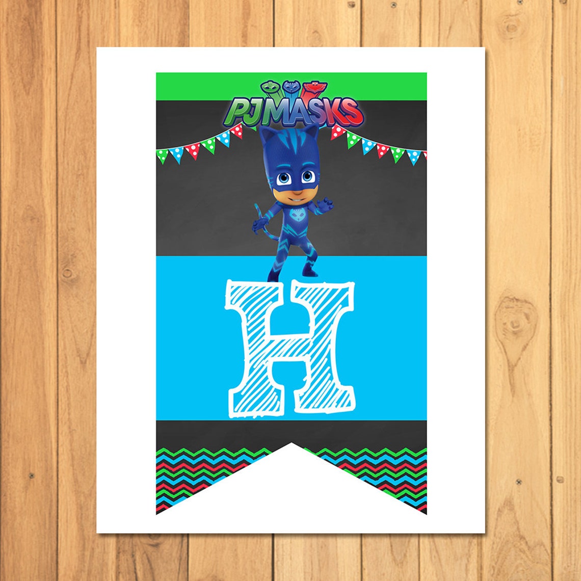 Pj Masks Happy Birthday Banner Chalkboard Pj Masks Birthday | Etsy