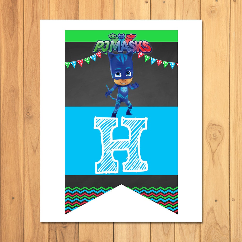 Pj Masks Happy Birthday Banner Chalkboard Pj Masks Birthday | Etsy