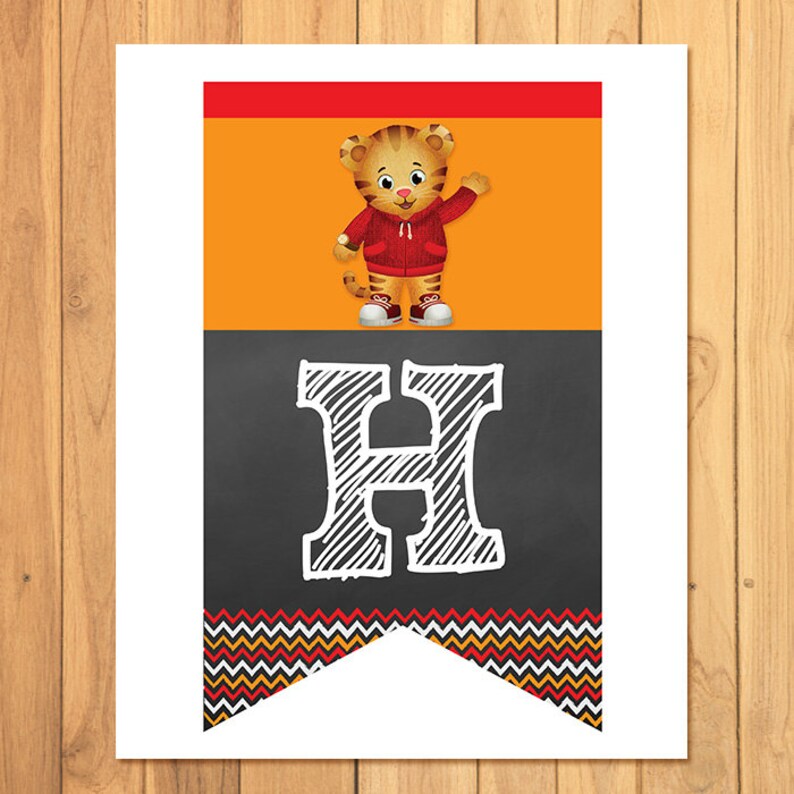 Daniel Tiger Birthday Banner Chalkboard Daniel Tiger Happy | Etsy