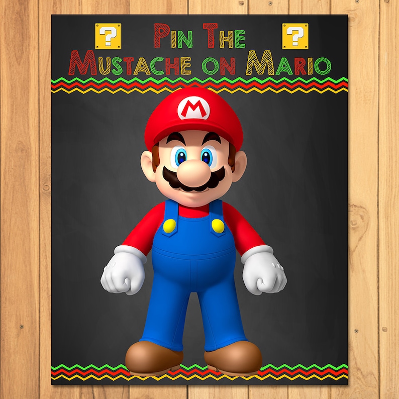 Pin The Mustache On Mario Party Game Super Mario Brothers Etsy