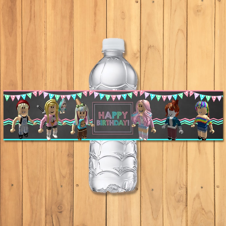 Girl Roblox Drink Label Pink Roblox Birthday Party Roblox Etsy - 