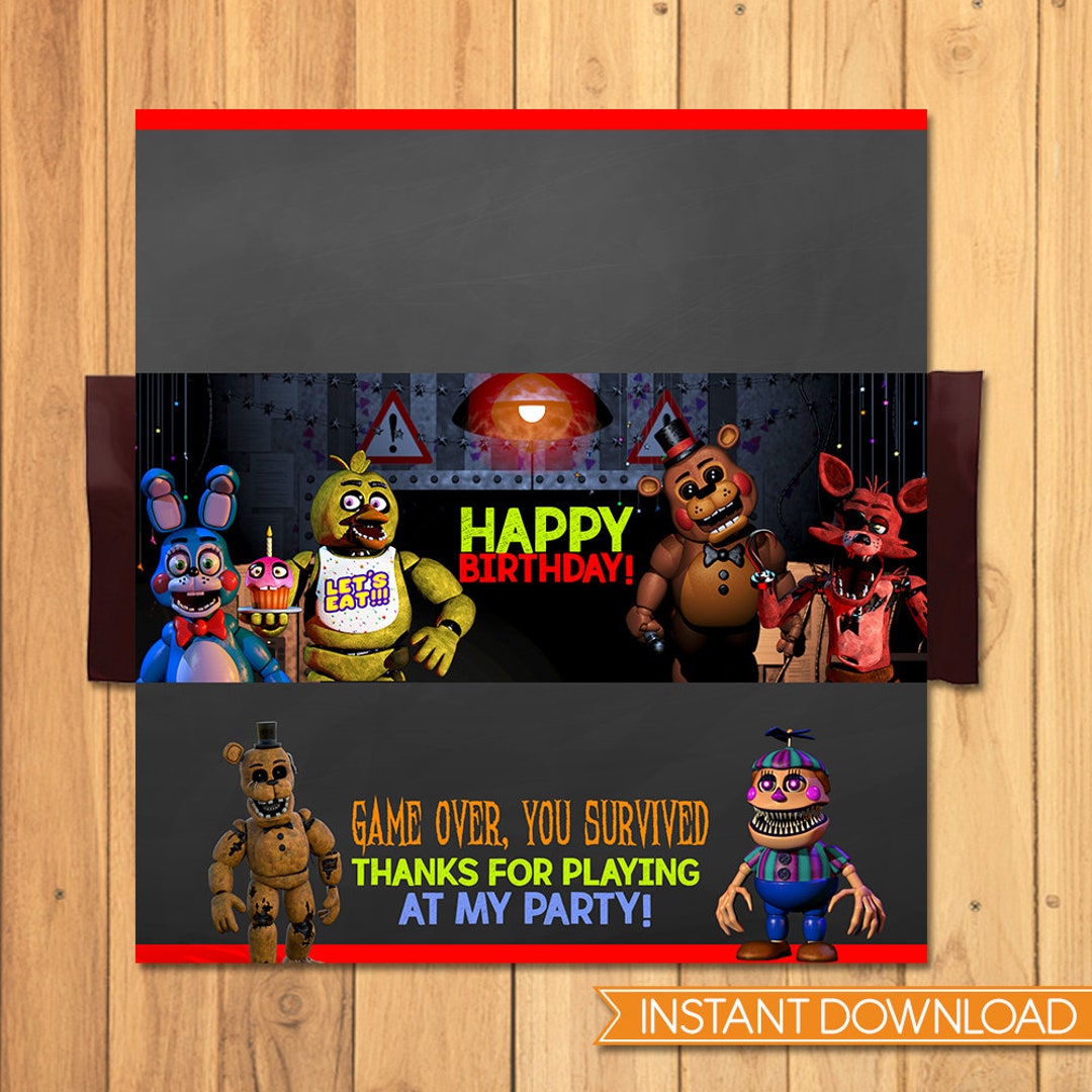 Five Nights at Freddy's Chip Bag Label FNAF Birthday Party 5