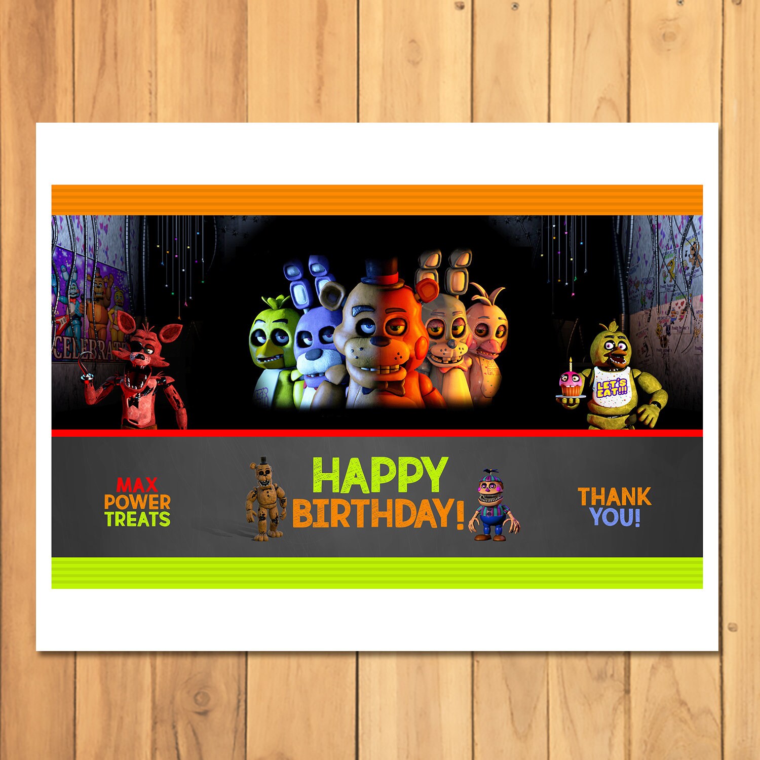 Five Nights at Freddy's Chip Bag Label FNAF Birthday Party 5