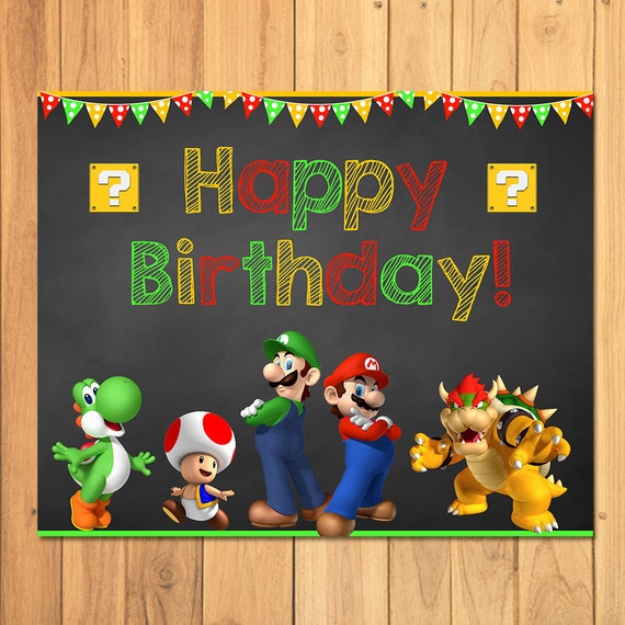 Super Mario Brothers Happy Birthday Sign Super Mario Brothers Birthday Super Mario Brothers Banner Super Mario Party Favors 100014 - paper mario paper mario 2 decal roblox