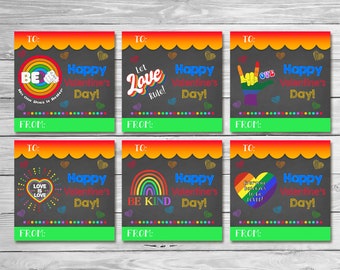 L'amore è amore - LGBTQ + Cartoline di San Valentino - Download istantaneo - San Valentino scolastici * Cartoline di San Valentino stampabili - Carte da 3x3 pollici