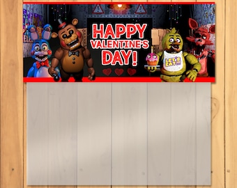 Topper per borsa di caramelle di San Valentino di Five Nights at Freddy * San Valentino scolastico FNAF * Topper per borsa con cerniera di San Valentino - Bomboniere FNAF 100924