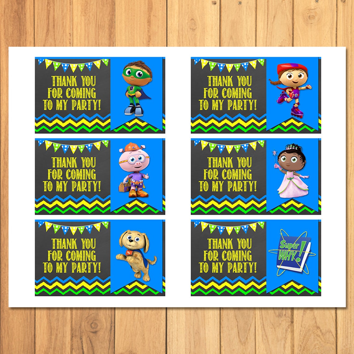 Super Why Party Tags Super Why Birthday Super Why Etsy