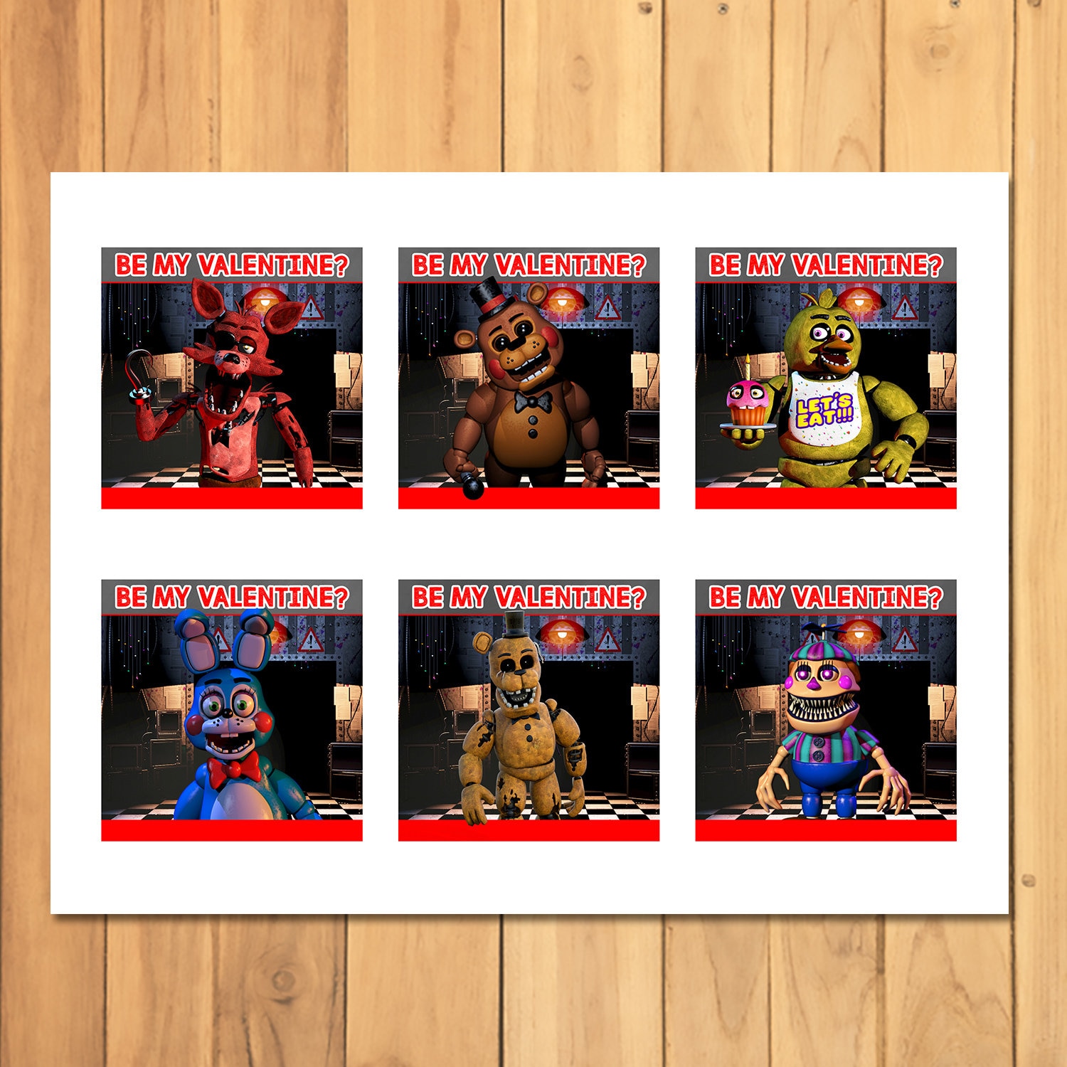 FREE Printable Five Nights at Freddy's Valentines