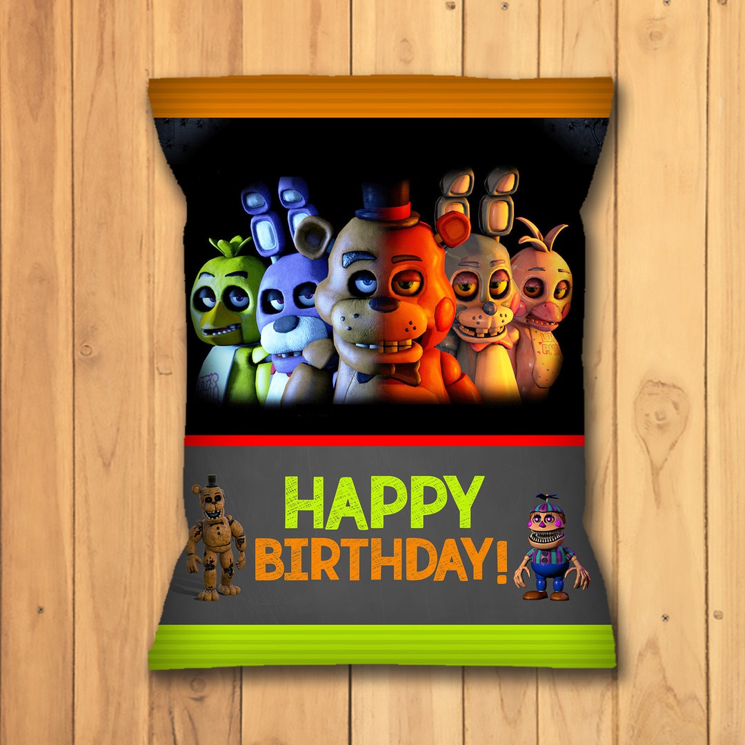 Five Nights at Freddy's Chip Bag Label FNAF Birthday Party 5 Nights Freddys  Snack Chip Bag Label 5 Nights Freddy's Video Game 100817 -  Sweden