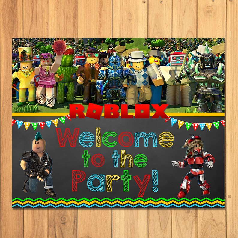 Roblox Welcome To The Party Sign Chalkboard Roblox Birthday Party Sign Roblox Party Printables Roblox Party Favors Roblox Video Game - 