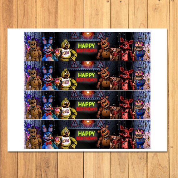 Personalised FNAF Five Nights at Freddy's Party Water Labels in