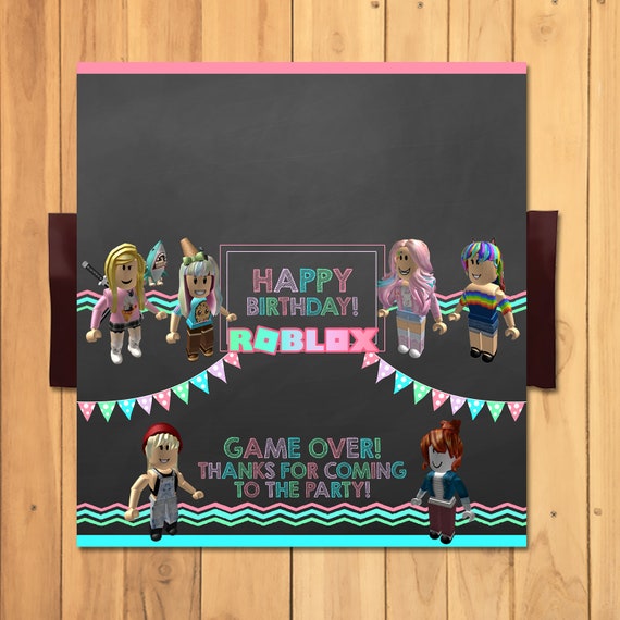 Girl Roblox Candy Bar Wrapper Pink Roblox Birthday Party Roblox Party Favors Roblox Chocolate Bar Wrapper Roblox Birthday 100926 - roblox thank you card chalkboard roblox birthday party roblox party printables roblox thanks roblox party favors roblox video game