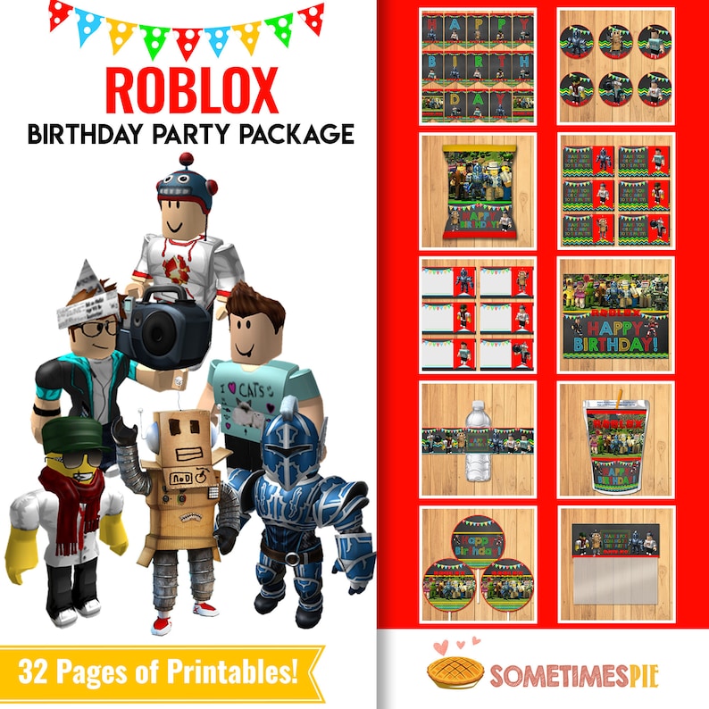 Roblox Centerpiece Custom Party Printables - printable roblox party robux water bottle label template etsy