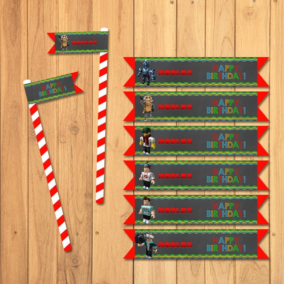 Items Similar To Roblox Straw Flags Chalkboard Roblox Favor Tags - roblox party tags chalkboard roblox birthday roblox party etsy