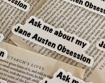 Jane Austen Sticker / Pride and Prejudice Sticker /  water bottle sticker / mr darcy / elizabeth Bennet / regency era / bookish sticker