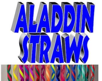 ALADDIN (Lot 5) Wide Colorful Straws, 3/8" X 9 1/2",Reusable, BPA Free,