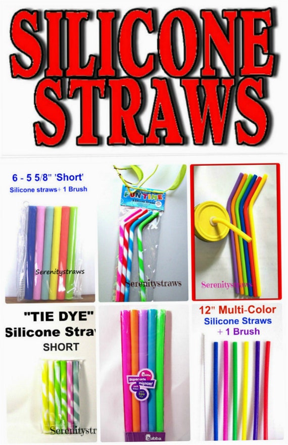 SILICONE STRAWS, BUBBA Brand, & Long, Short, Wide, Narrow, Straight, Bent  Styles 