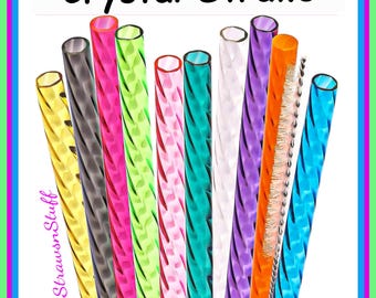 CRYSTAL Straws, STANLEY 6", 10", 11", 12", Narrow & Wide Dia., 1 Straw or SETS