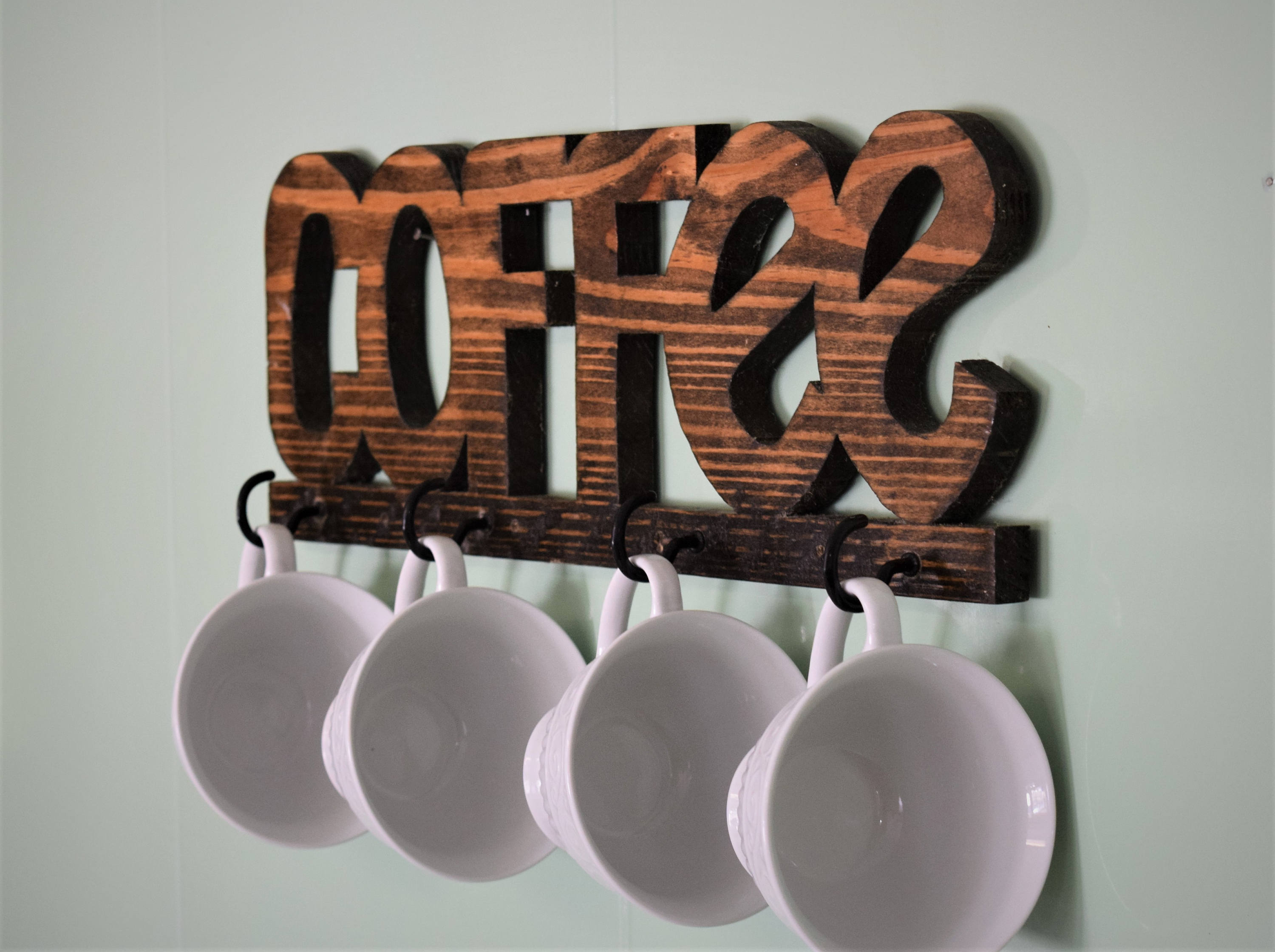 Coffee Mug Hanger Rustic Wooden Mug Holder Coffee Mug Wall Etsy