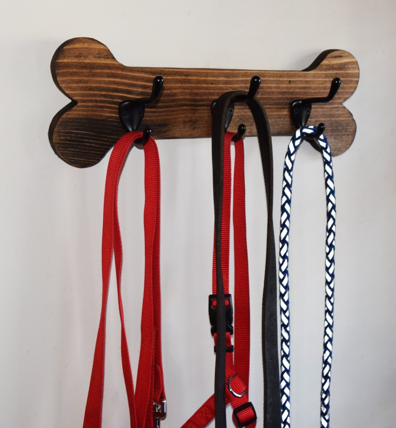 Dog Leash Hanger Dog Bone Leash Rack Wooden Leash Hanger Etsy