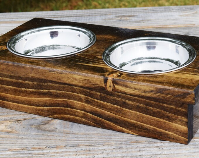 Raised Cat Feeding Station With Bowls Cat Bowl Holder Small Dog Feeding