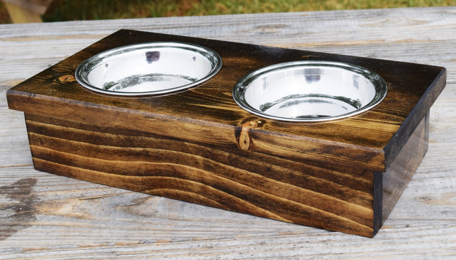 Raised Cat Feeding Station With Bowls Cat Bowl Holder Small Etsy