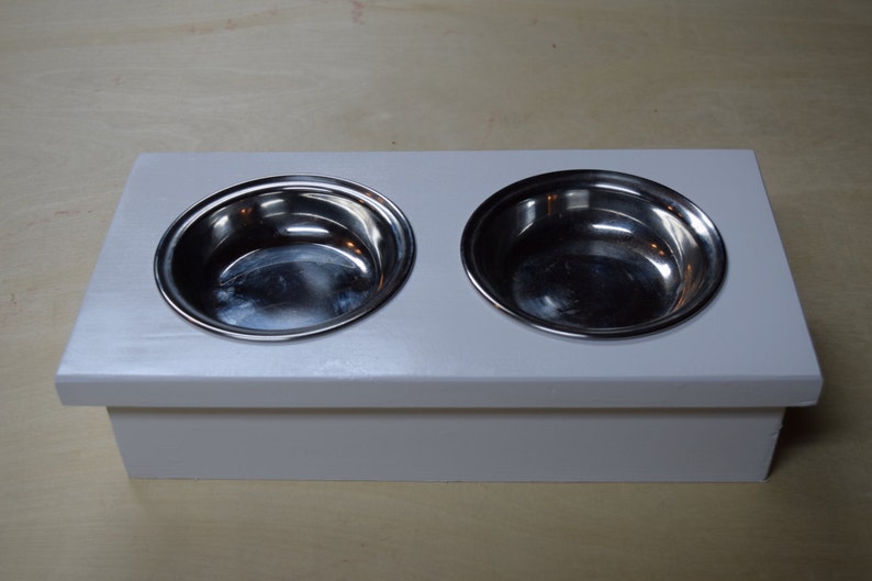 Elevated Cat Bowl Feeding Station With Bowls Cat Bowl Holder Etsy