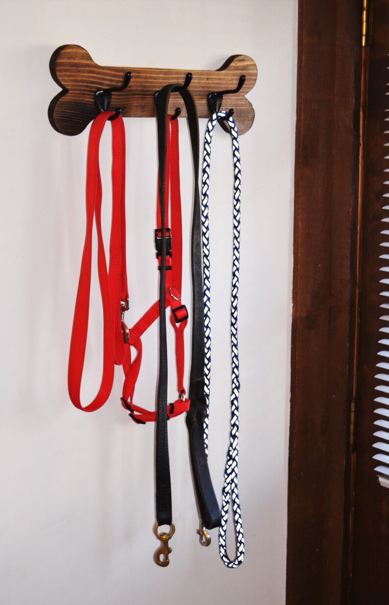 Dog Leash Hanger Dog Bone Leash Rack Wooden Leash Hanger Etsy