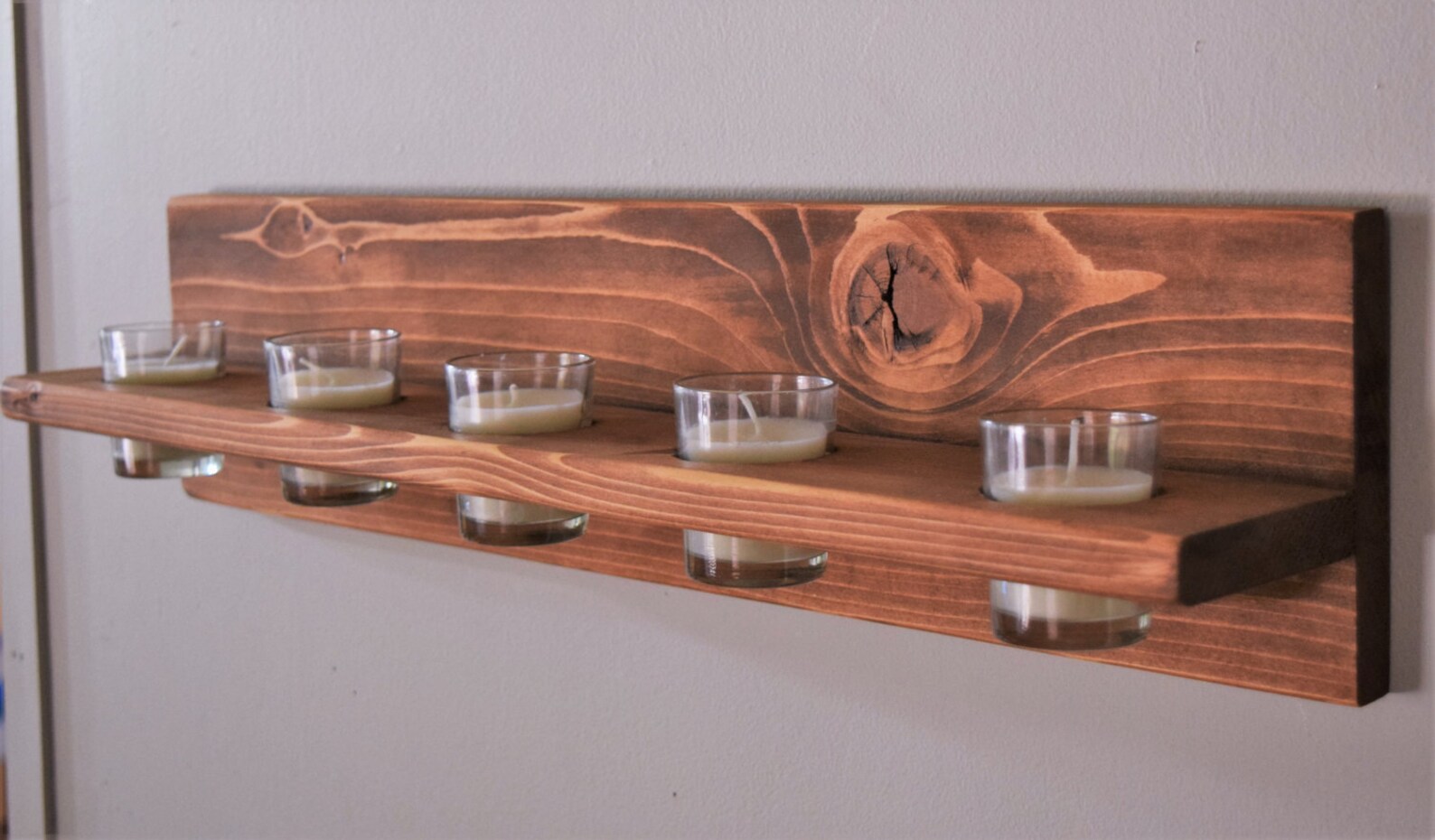 Wooden Candle Shelf Votive Candle Holder Wall Sconce Shelf Etsy