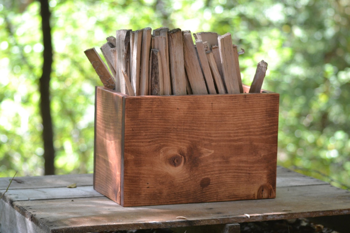 Kindling Box Large Wooden Storage Box Utility Box for Etsy