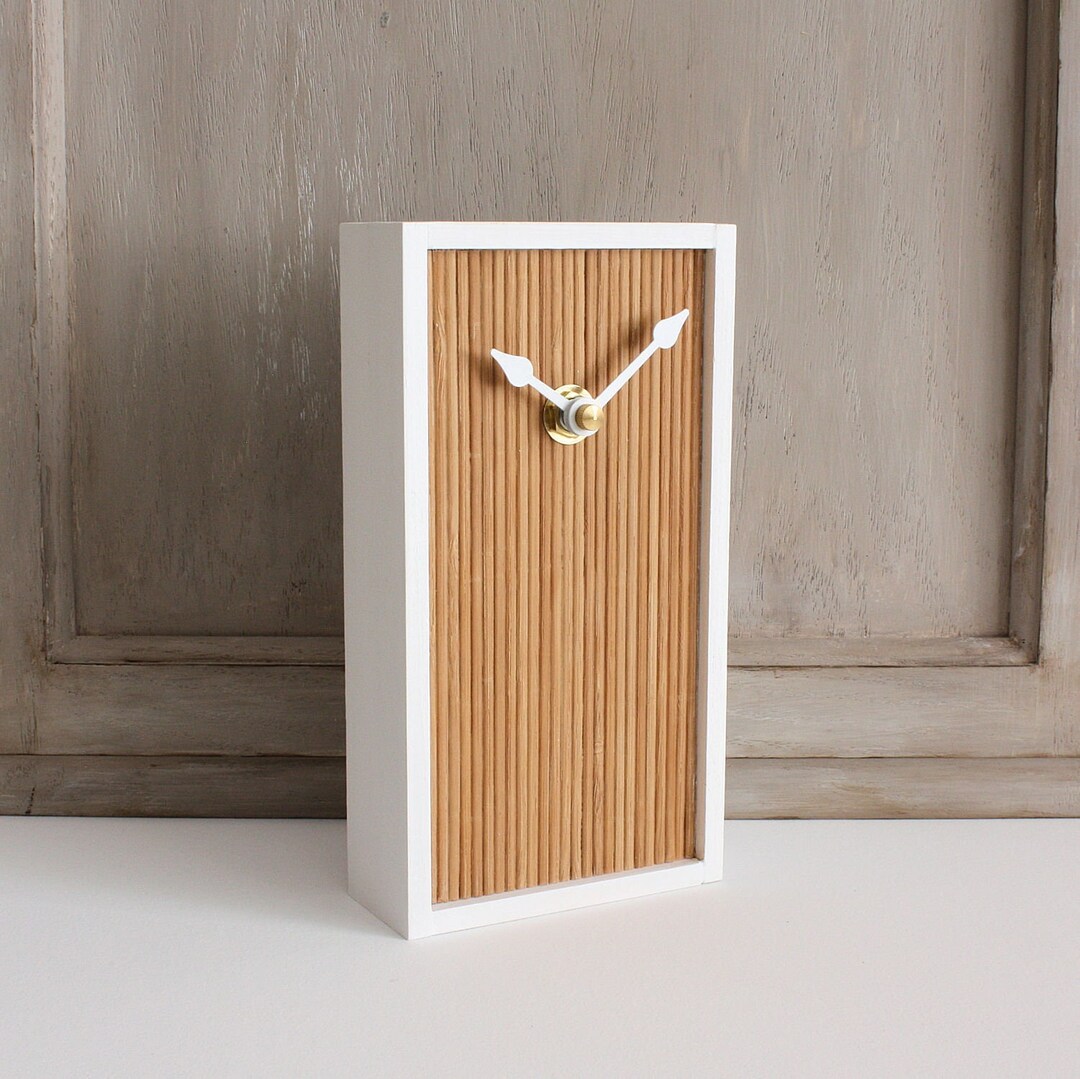 Small Rectangular Desk Clock, Wood and Bamboo Modern Minimalist Table ...