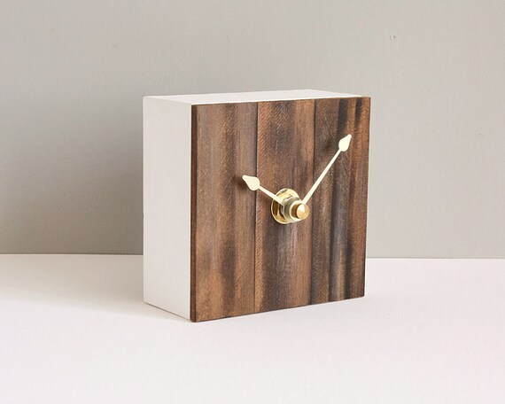 Small Wood Desk Clock Modern Rustic Handcrafted Minimalist Etsy