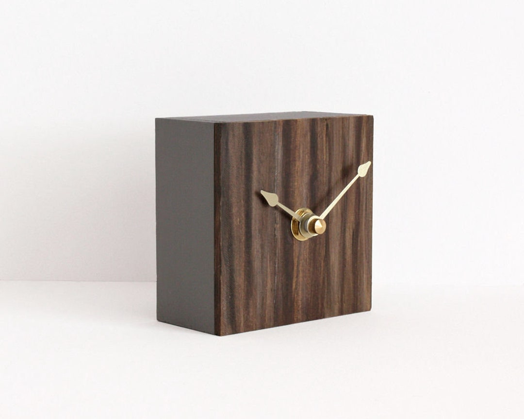 Small Wood Table Clock, Handcrafted Modern Rustic Desk Clock Etsy