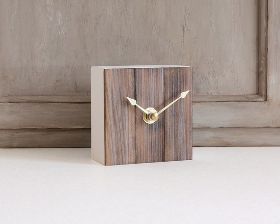 Small Wood Desk Clock Modern Rustic Handcrafted Minimalist Etsy