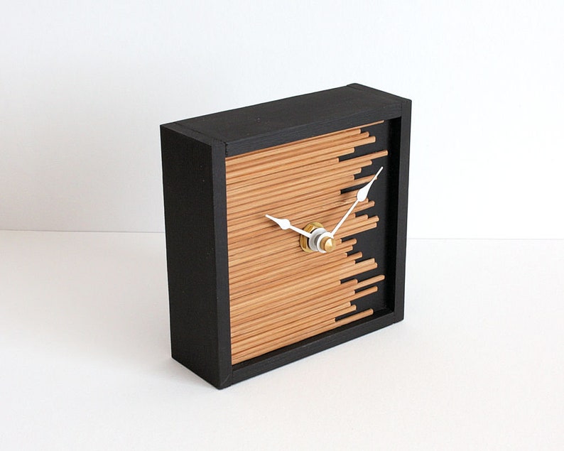 Bamboo and Wood Desk Clock Modern Minimalist Table Clock Etsy