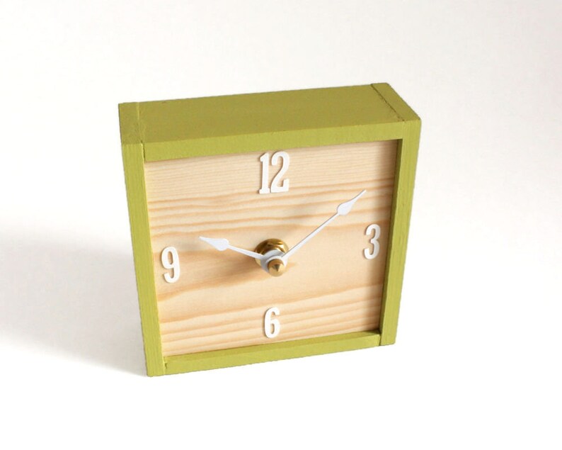 Small Square Wood Desk Clock Simple Modern Table Clock Etsy