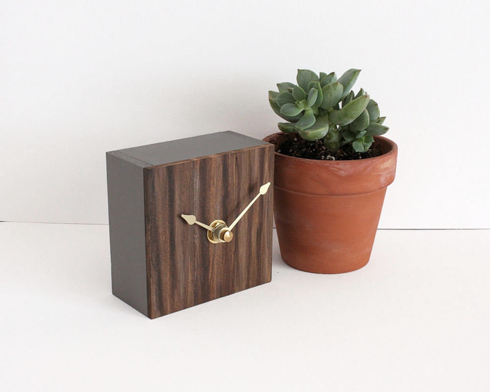 Small Wood Table Clock Handcrafted Modern Rustic Desk Clock Etsy
