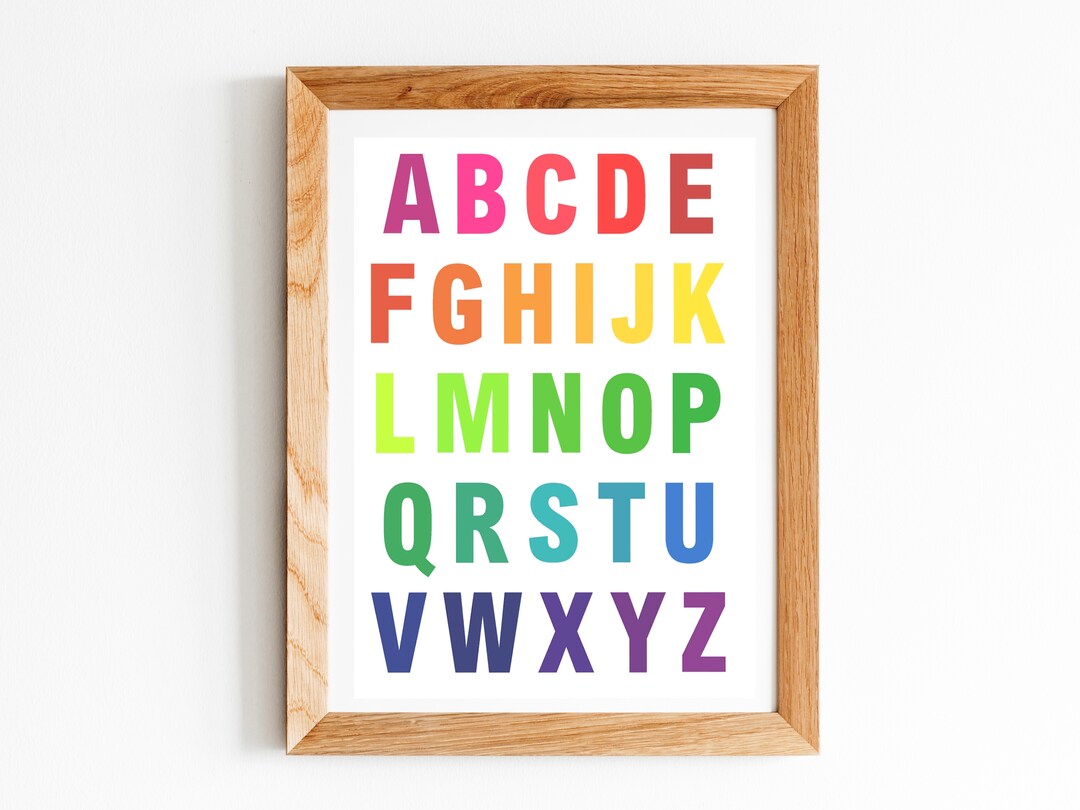 Printable Rainbow Alphabet Wall Art, Rainbow ABC Printable Poster, Kids ...